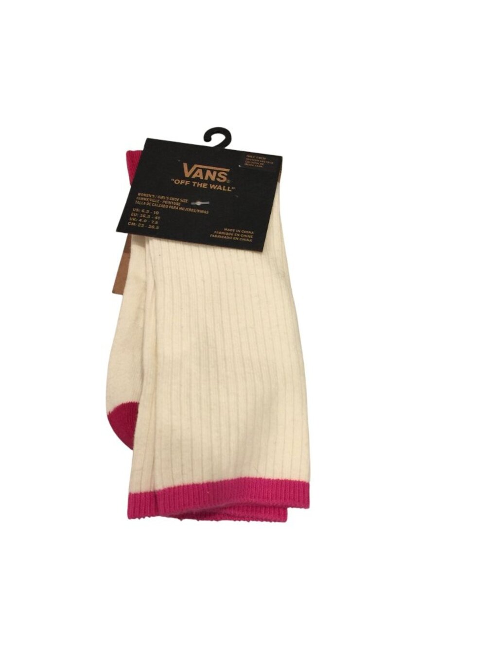 VANS Off the Wall Ladies Ladies Ribbed Half Cream Crew Socks Size 6.5-10
